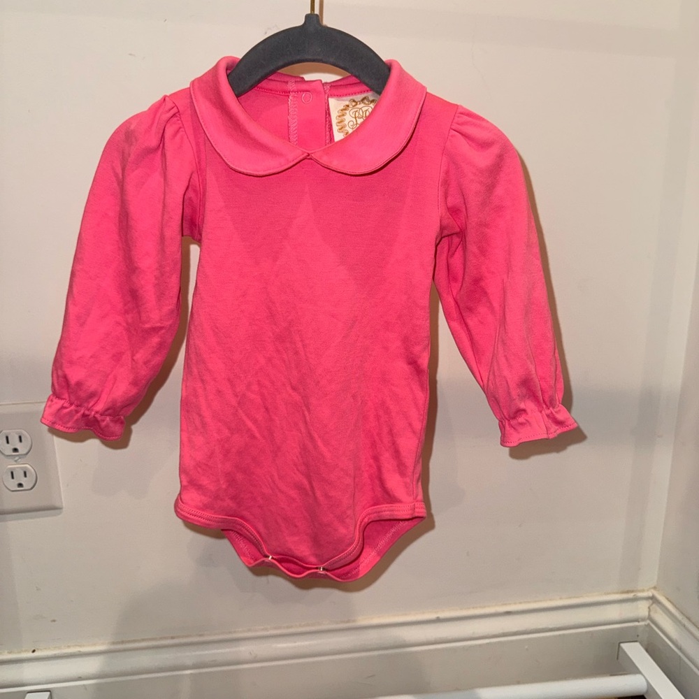Pristine TBBC  Hampton’s Hot Pink Maude's onesie Peter Pan collar 6-12 Months